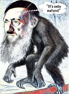 Monkey, primate, ape, caveman, prehistoric Adolf Hitler.