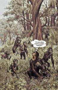 Monkey, primate, ape, caveman, prehistoric Adolf Hitler.